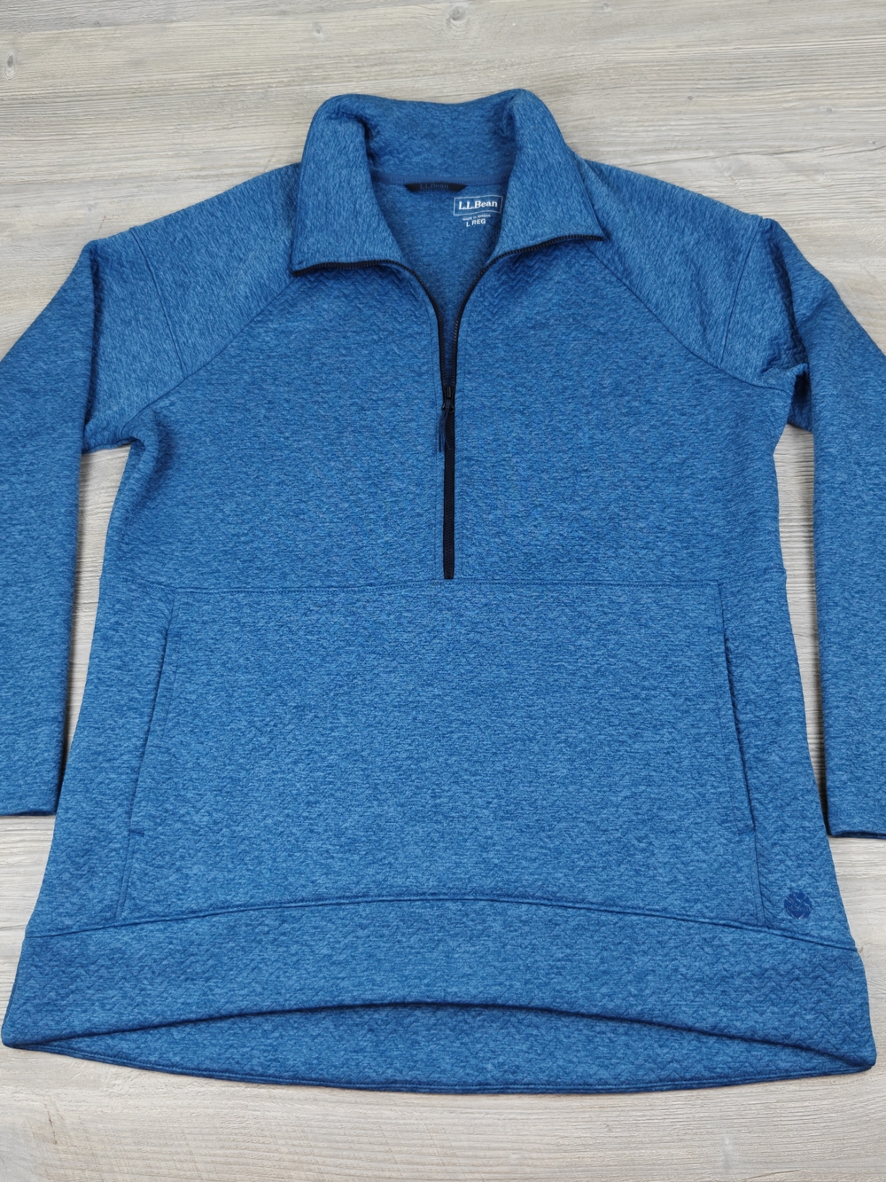 L.L. Bean FlexForward Quilted Half Zip Pullover Womens Large Blue Stretch